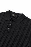 MetroLine Button Knit Polo BLACK