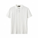 MetroLine Button Knit Polo WHITE