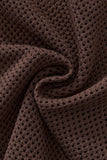 Contrast Trim Mesh Knit Button-Up COFFEE
