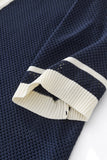 Contrast Trim Mesh Knit Button-Up NAVY