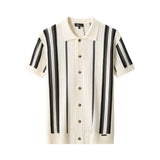 Riviera Stripe Mesh Knit SS Shirt IVORY