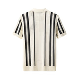 Riviera Stripe Mesh Knit SS Shirt IVORY