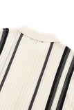 Riviera Stripe Mesh Knit SS Shirt IVORY