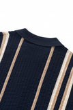 Riviera Stripe Mesh Knit SS Shirt NAVY