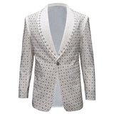 Elegant Blazer with Sparkling Embellishments WHITE/GOLD