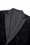 Valent Noir Velvet Blazer + Men’s Elegant Black Textured Dress Pants Black