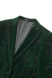 Valent Velvet Blazer + Celestial Stud Denim Pant Set - GREEN/BLACK
