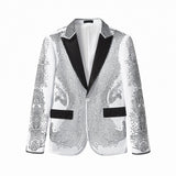 Regal Cascades Embellished Velvet Blazer WHITE/BLACK