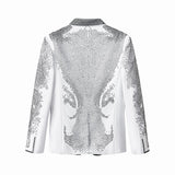 Regal Cascades Embellished Velvet Blazer WHITE/BLACK