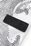 Regal Cascades Embellished Velvet Blazer WHITE/BLACK