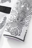 Regal Cascades Embellished Velvet Blazer WHITE/BLACK