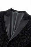 Regal Cascades Embellished Velvet Blazer BLACK/BLACK