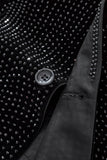 Regal Cascades Embellished Velvet Blazer BLACK/BLACK