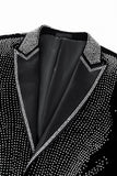 Regal Cascades Embellished Velvet Blazer BLACK/SILVER