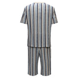 Men’s Striped Textured Two-Piece Set BLUE