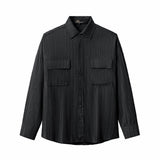 Crinkle Texture Shirt & Pant Set BLACK