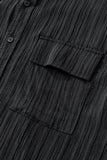 Crinkle Texture Shirt & Pant Set BLACK