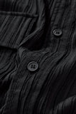 Crinkle Texture Shirt & Pant Set BLACK