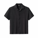 Loft Set – Textured Short Sleeve Shirt & Pant BLACK
