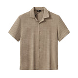 Loft Set – Textured Short Sleeve Shirt & Pant BROWN