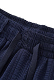 Loft Set – Textured Short Sleeve Shirt & Pant NAVY