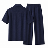 Loft Set – Textured Short Sleeve Shirt & Pant NAVY