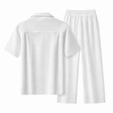 Loft Set – Textured Short Sleeve Shirt & Pant SNOW WHITE