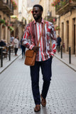 Stripe Floral Long Sleeve Shirt