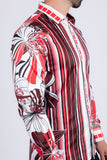 Stripe Floral Long Sleeve Shirt