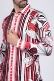 Stripe Floral Long Sleeve Shirt