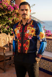 Greca Hibiscus Rhinestone Long Sleeve Shirt
