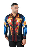 Greca Hibiscus Rhinestone Long Sleeve Shirt