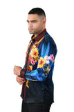 Greca Hibiscus Rhinestone Long Sleeve Shirt