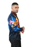 Greca Hibiscus Rhinestone Long Sleeve Shirt