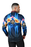 Greca Hibiscus Rhinestone Long Sleeve Shirt