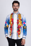 Greca Hibiscus Rhinestone Long Sleeve Shirt