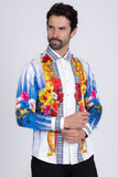 Greca Hibiscus Rhinestone Long Sleeve Shirt