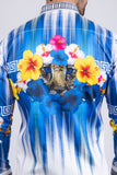 Greca Hibiscus Rhinestone Long Sleeve Shirt