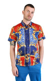 Leopard Baroque Rhinestone Short Sleeve Shirt