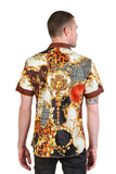 Leopard Baroque Rhinestone Short Sleeve Shirt