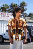Leopard Baroque Rhinestone Short Sleeve Shirt