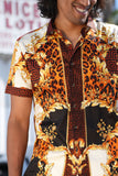 Leopard Baroque Rhinestone Short Sleeve Shirt