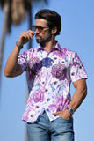 Paisley Floral Rhinestone Short Sleeve Shirt