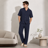 Loft Set – Textured Short Sleeve Shirt & Pant NAVY
