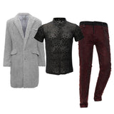 Teddy Comfort Long Coat + Daily Dose + Pure Style Pants  GREY/BLACK/RED
