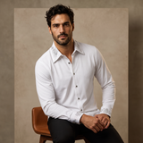 Regal Lace Crystal Dress Shirt WHITE