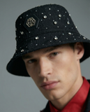 Pure Style Denim JKT + Glimmer Vogue + Prism Gem Denim Pant + Sanctum Cross Denim hat BLACK/SILVER/RED