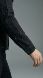 Celestial Stud Denim Jkt + Haven Textured Long Sleeve Shirt + Celestial Stud Denim Pants + Midnight Serpent Rhinestone BLACK/WHITE