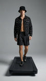 Prism Gem Denim Jkt + Contour Belted Short + Midnight Serpent RhinestonE hat BLACK