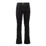 Patchwork Distressed Denim Jacket + Jeans SET - BLACK
